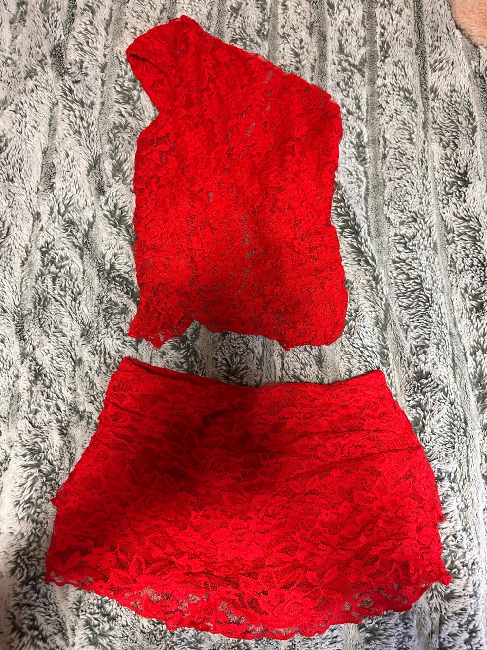 White Fox Boutique Red Lace Mini Skirt